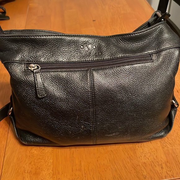 Stone & Co Black Leather Pebbled Texture Shoulder Bag Clean Lots Of Compartments - Picture 4 of 8